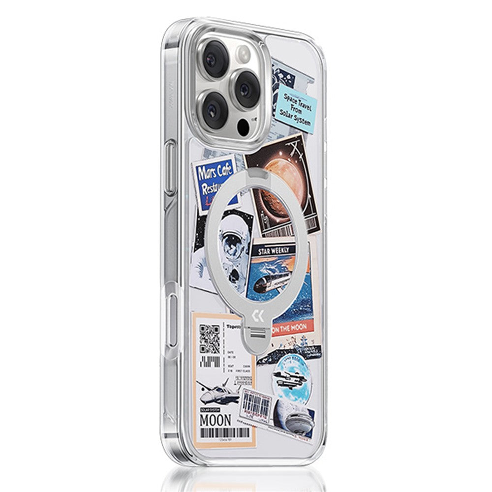 CASEKOO for iPhone 16 Pro Max Magnetic Case UV Pattern Printing Rotating Kickstand PC + TPU Phone Cover