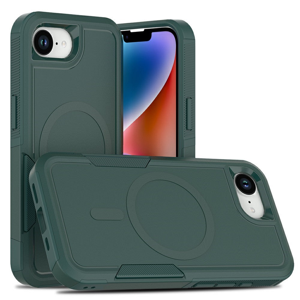 Magnetic Phone Case For iPhone 17e / 16e Shockproof PC + TPU Cover with High-Alumina Tempered Glass Screen Protector