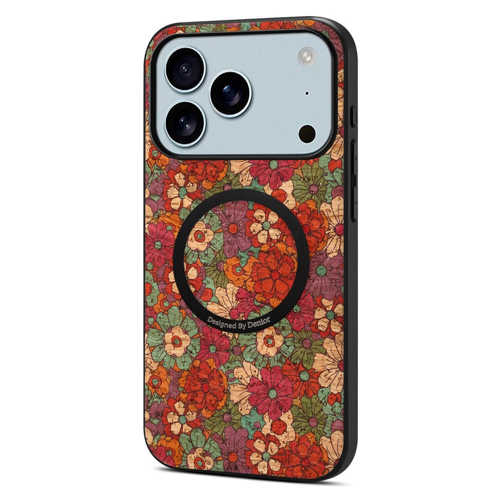 For iPhone 17 Pro Max Magnetic Phone Case Floral Pattern PU Leather TPU Protective Cover