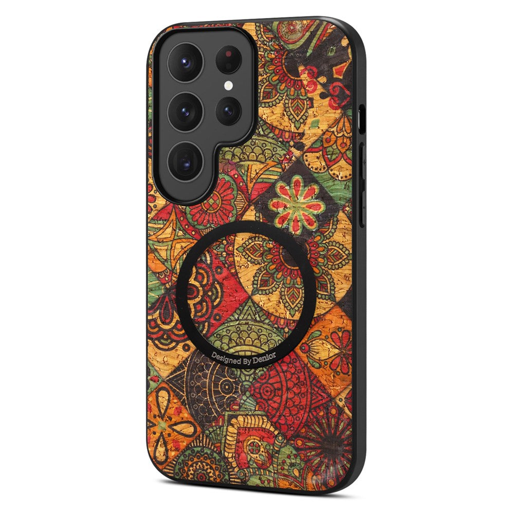 For Samsung Galaxy S26 Ultra Magnetic Phone Case Floral Pattern PU Leather TPU Protective Cover