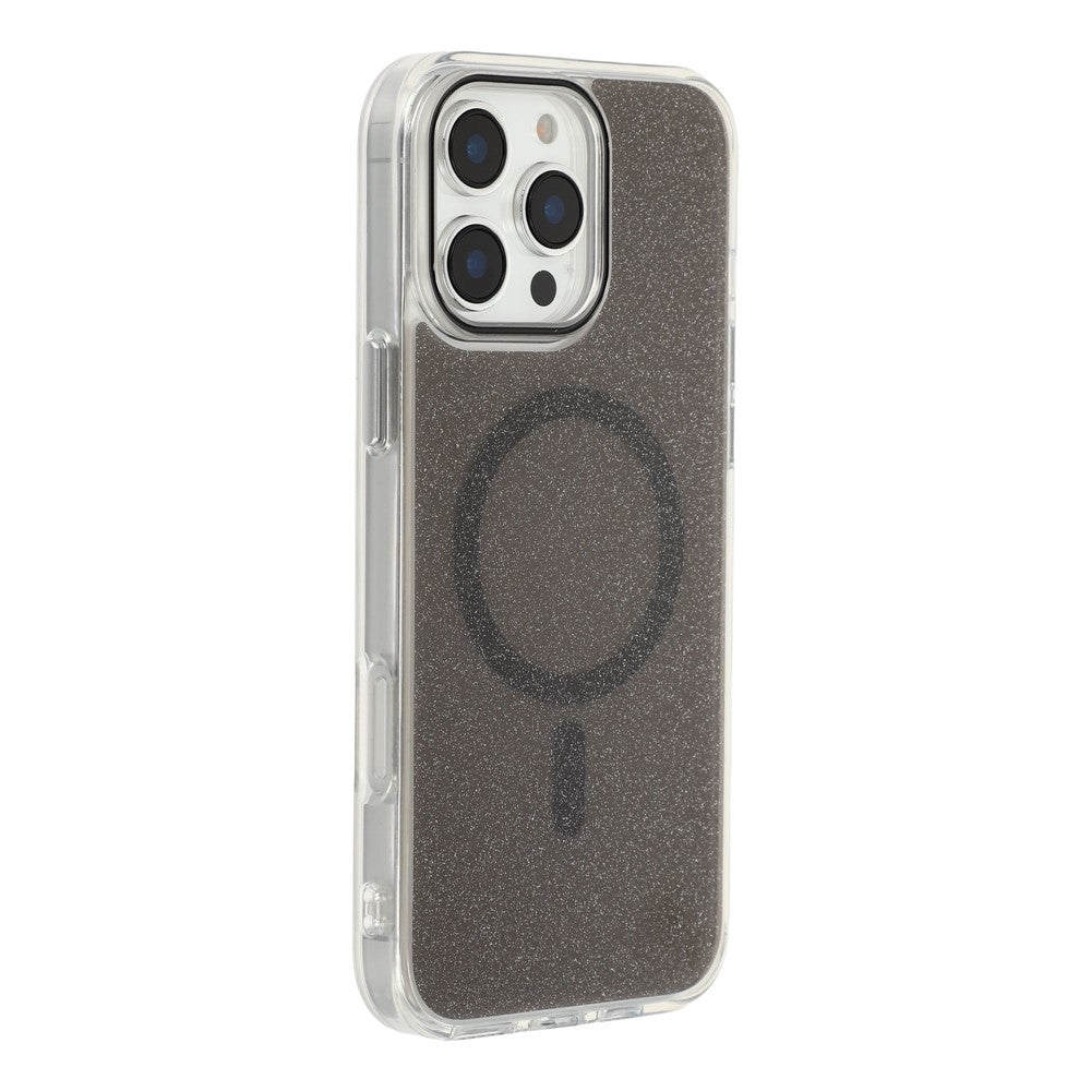 For iPhone 16 Pro Max Magnetic Case Glitter Clear PC TPU Protective Cover