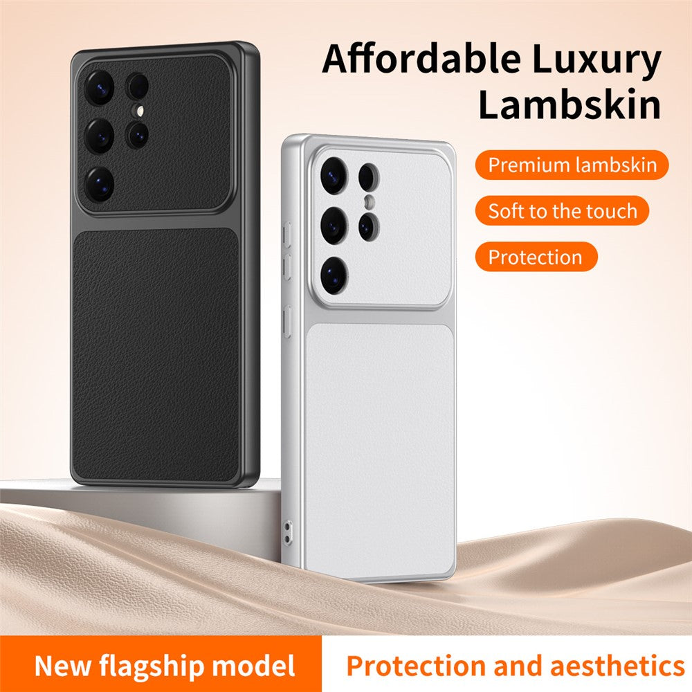 For Samsung Galaxy S25 Ultra Phone Case Lambskin Texture PC TPU PU Leather Shockproof Protective Cover