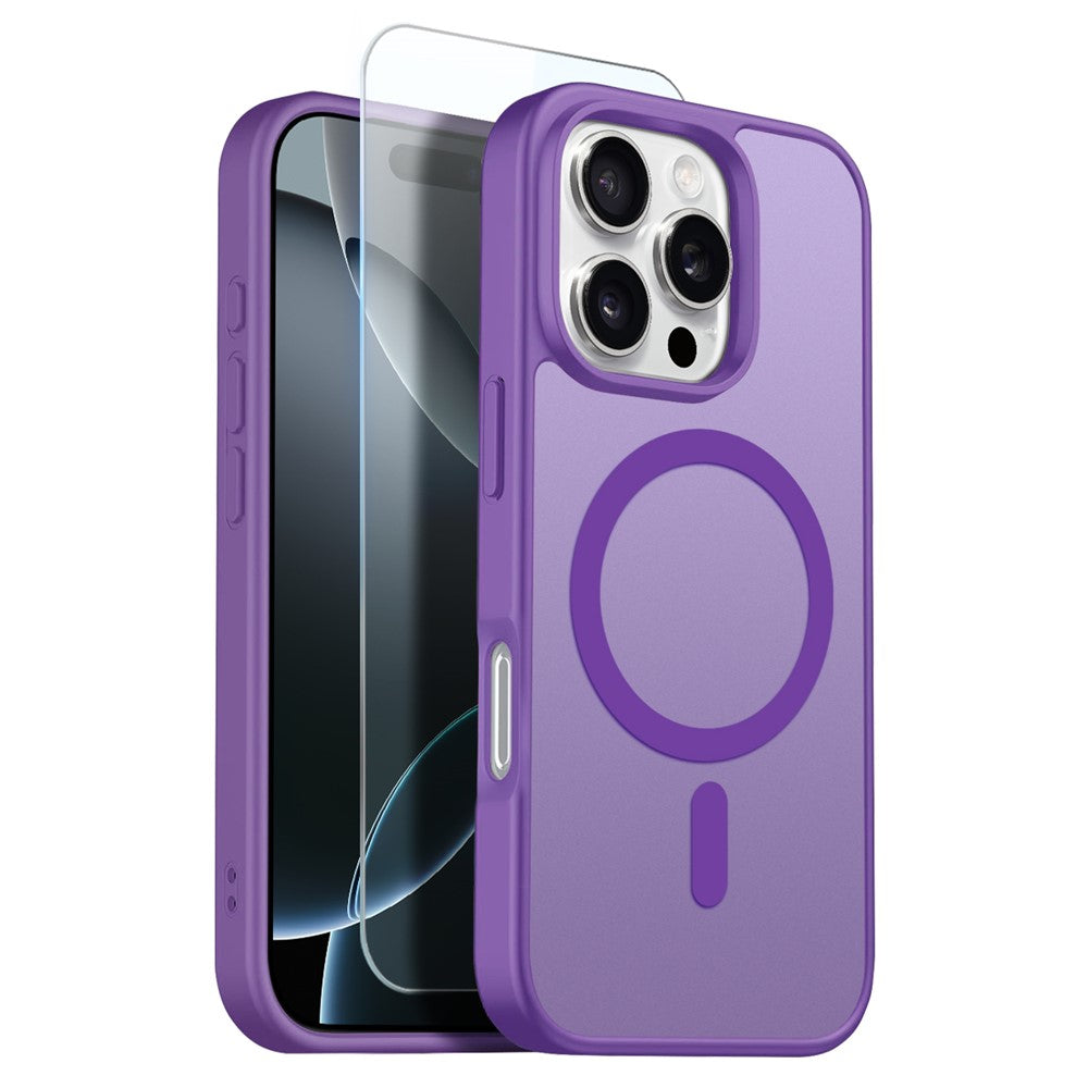 NORTHJO For iPhone 16 Pro Max Case Compatible with MagSafe Translucent Matte Shockproof Phone Cover with Tempered Glass Film