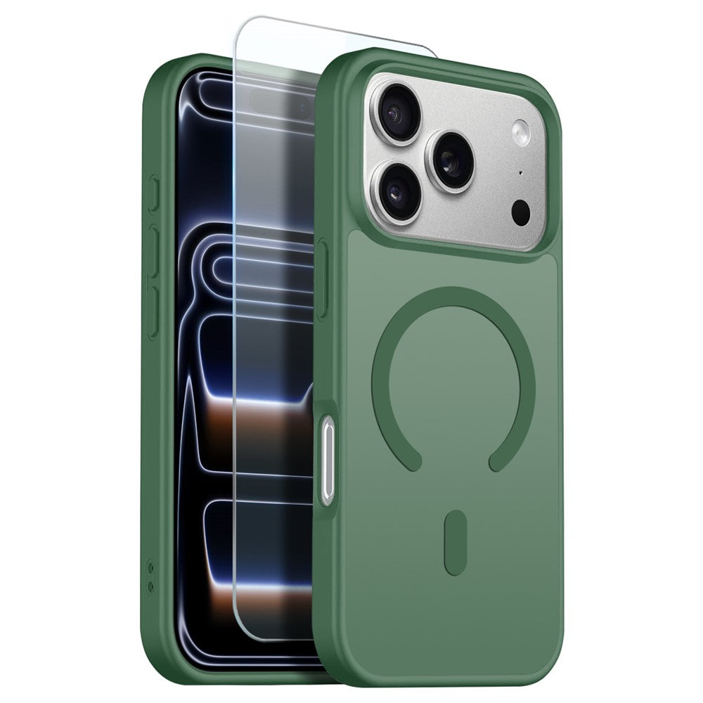 NORTHJO For iPhone 17 Pro Case Compatible with MagSafe Translucent Matte Shockproof Phone Cover with Tempered Glass Film