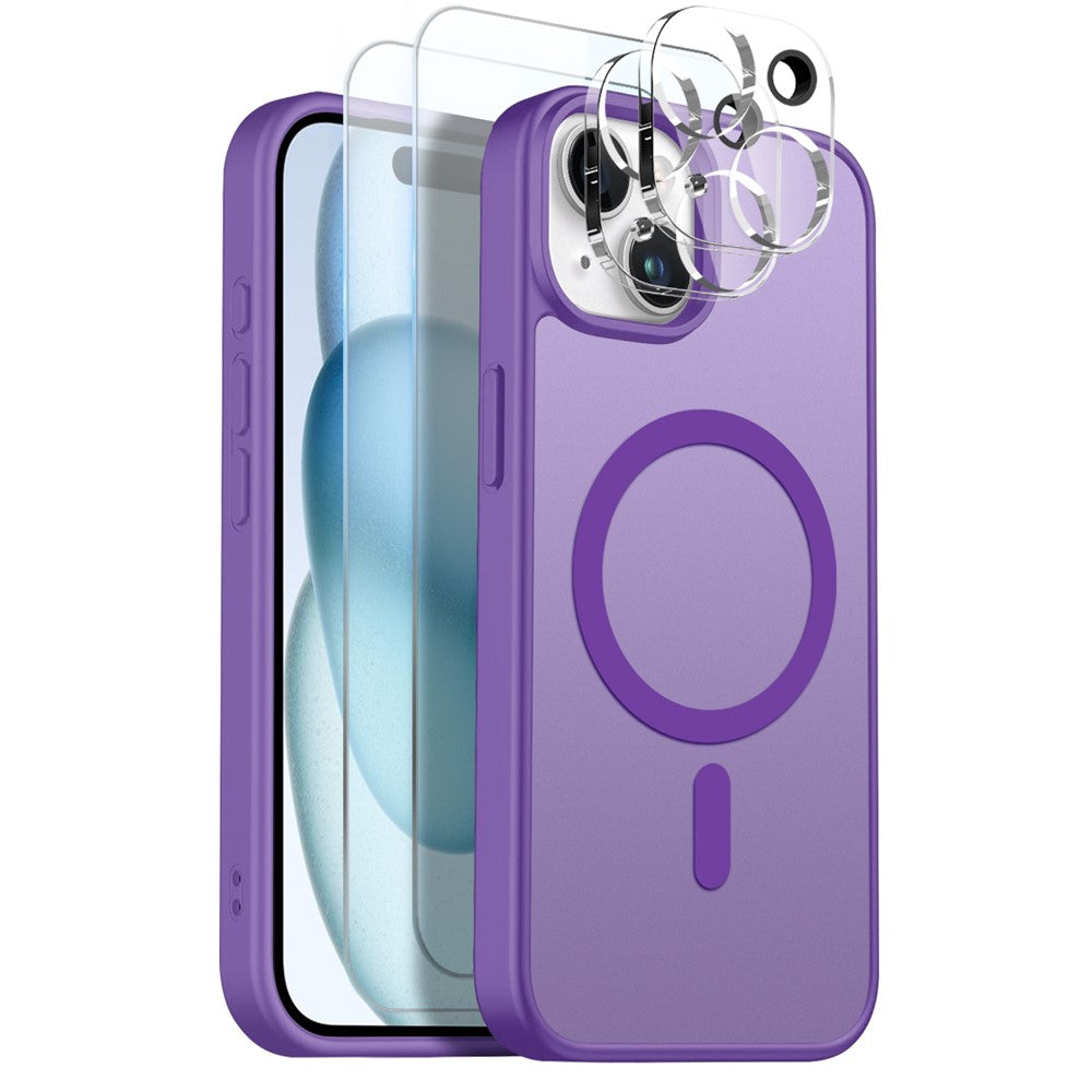 NORTHJO 5 in 1 Set for iPhone 17 Pro Magnetic Case Translucent Matte Shockproof Phone Cover with 2Pcs Front Screen Protector + 2Pcs Lens Film