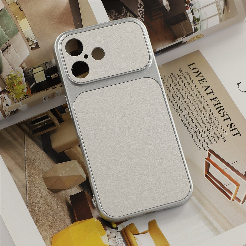 For iPhone 16 Case Sheepskin Texture Leather Coated TPU Phone Cover with Precise Camera Cutouts