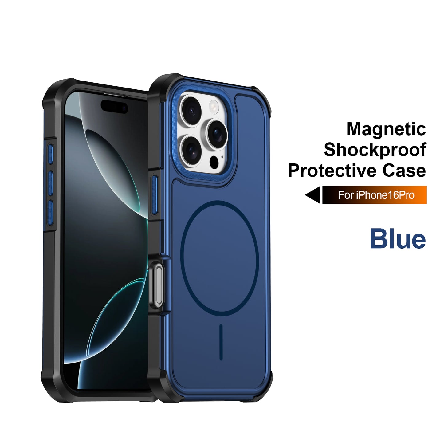 For iPhone 16 Pro Magnetic Case Shockproof TPU PC Protective Cover