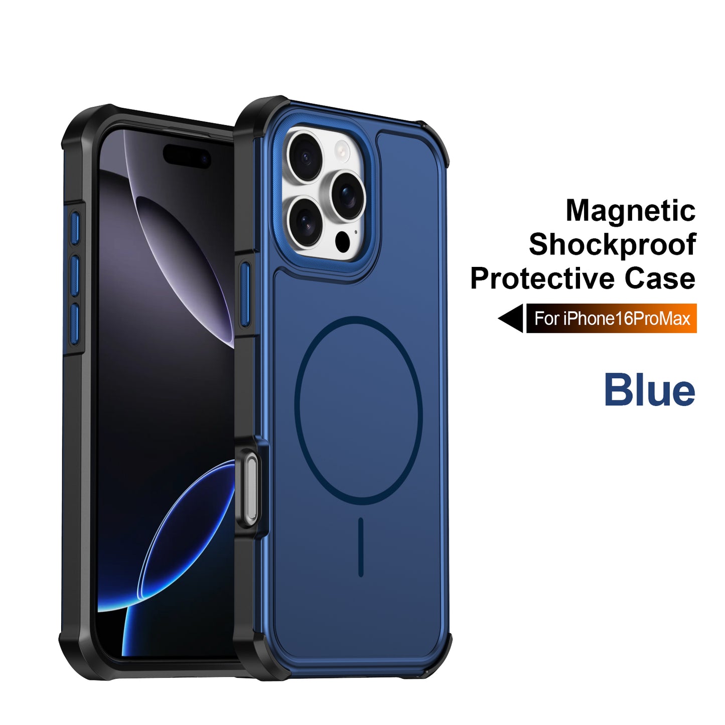 For iPhone 16 Pro Max Magnetic Case Shockproof TPU PC Protective Cover