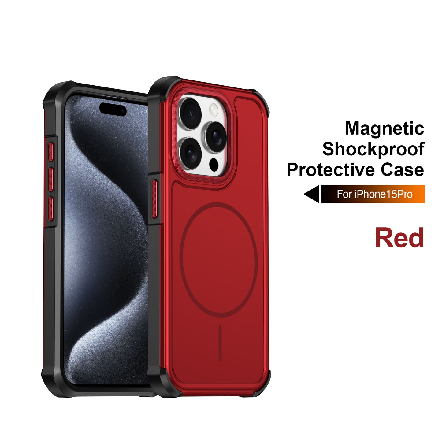 For iPhone 15 Pro Magnetic Case Shockproof TPU PC Protective Cover