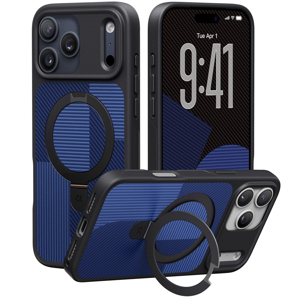 CASEKOO For iPhone 17 Pro Max Case Compatible with MagSafe Geometric Texture PC + TPU Phone Cover with Ring Kickstand