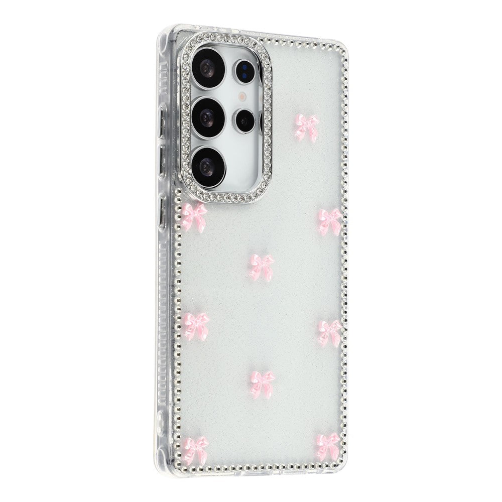For Samsung Galaxy S25 Ultra Case Rhinestone Aurora Butterfly Bow Glitter TPU + PC IMD Phone Cover