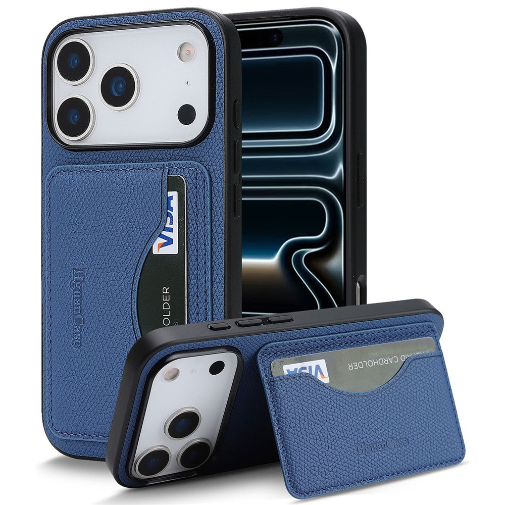 HGUANCASE For iPhone 17 Pro Max Case Vintage Leather TPU Phone Cover with Magnetic Card Holder Kickstand