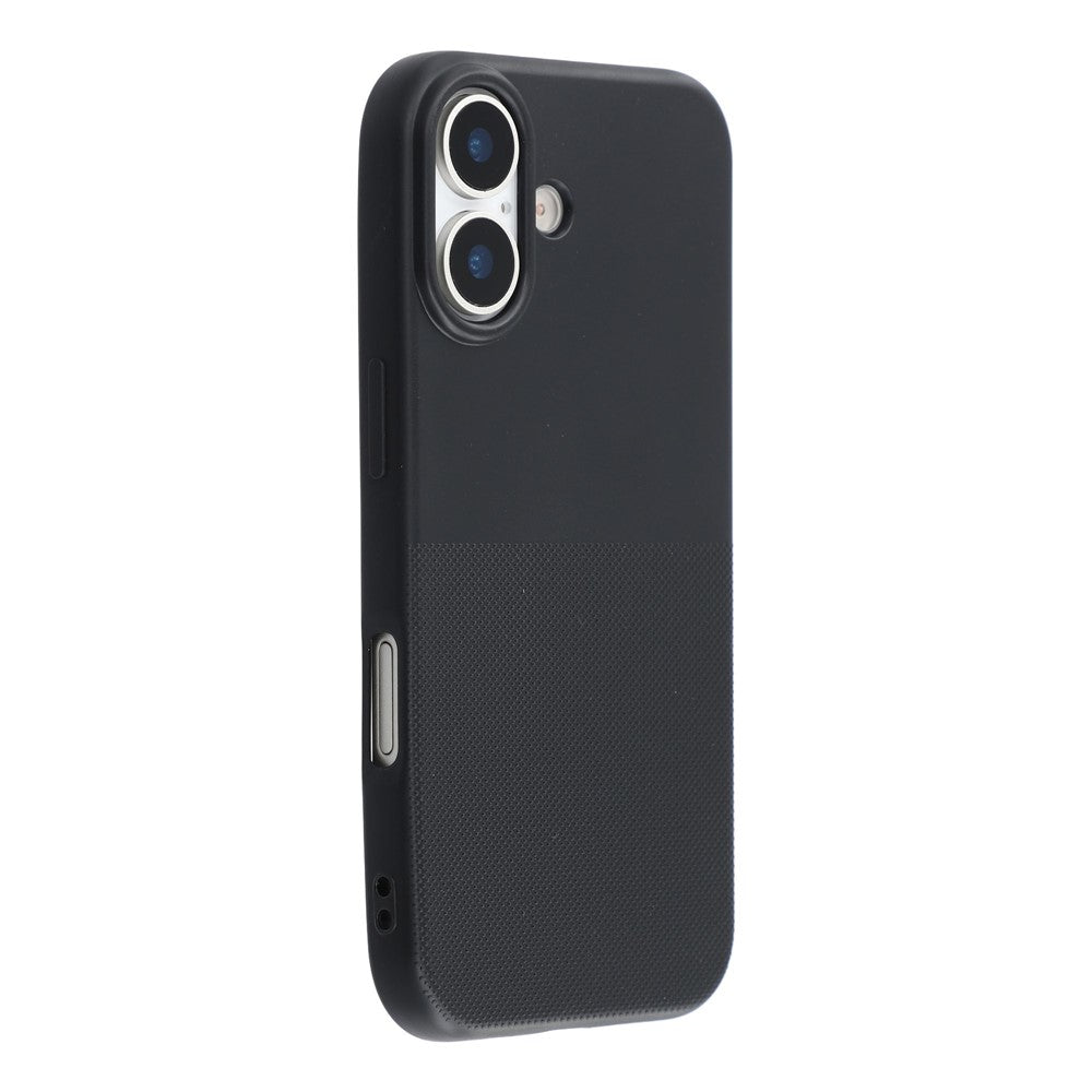 For iPhone 16 Phone Case Dotted Texture Fiber Lining TPU Shockproof Cover (Big Lens Hole)