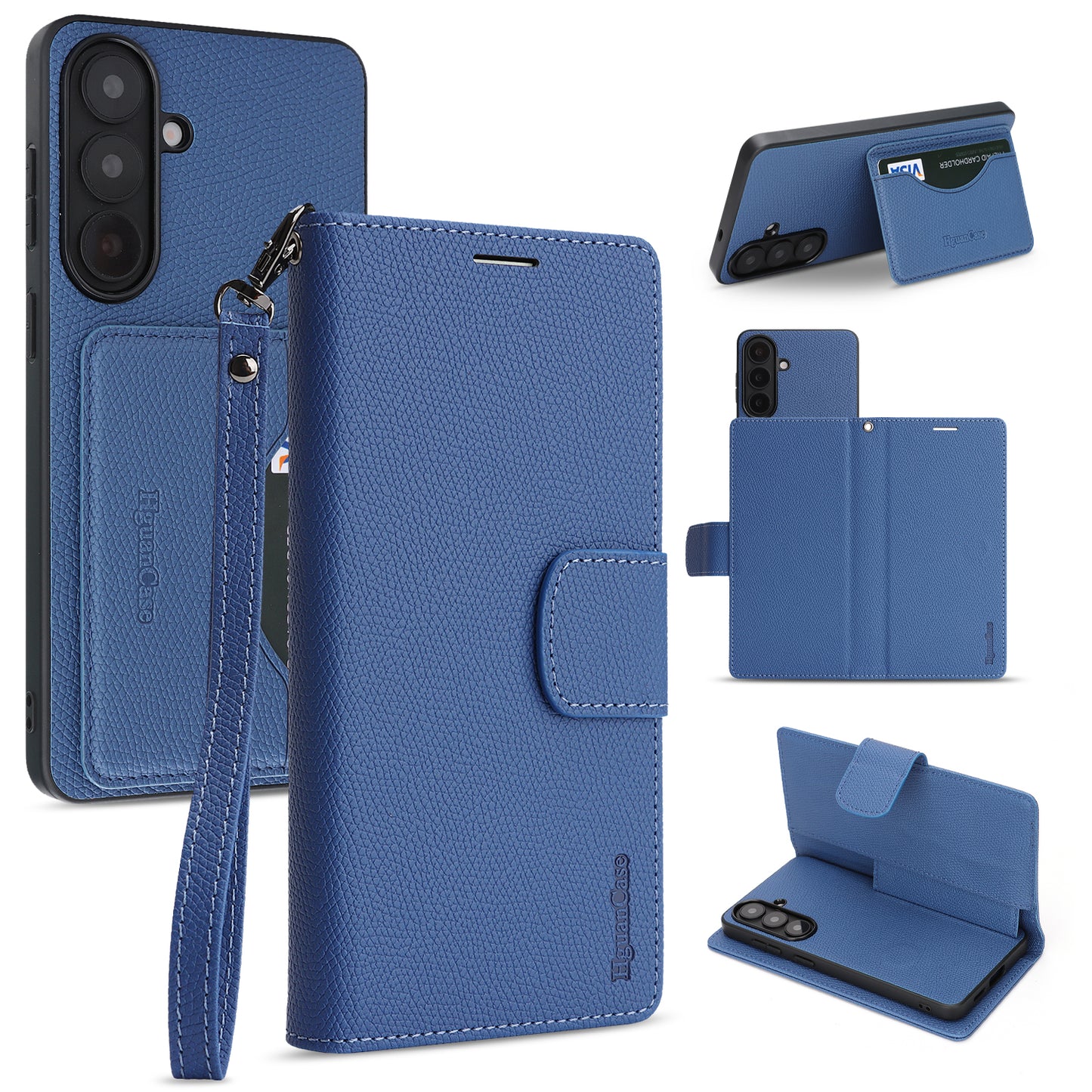 For Samsung Galaxy S26+ HGUANCASE Case Wallet Stand Detachable Vintage Leather Phone Cover with Wrist Strap