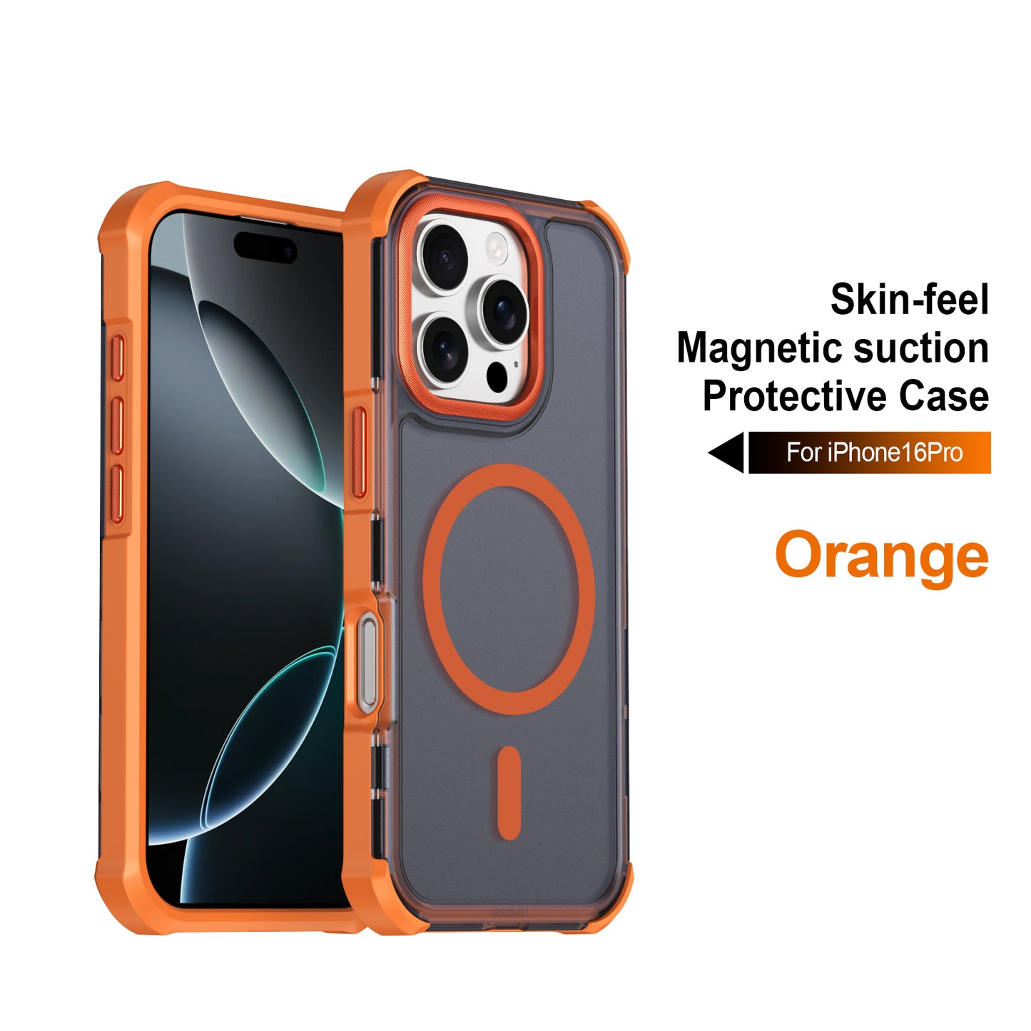 For iPhone 16 Pro Magnetic Case Electroplated Frame Skin-touch TPU+PC Phone Cover