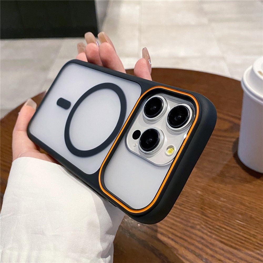 For iPhone 15 Pro Max Magnetic Case Large Viewing Window TPU + PC Shockproof Phone Cover