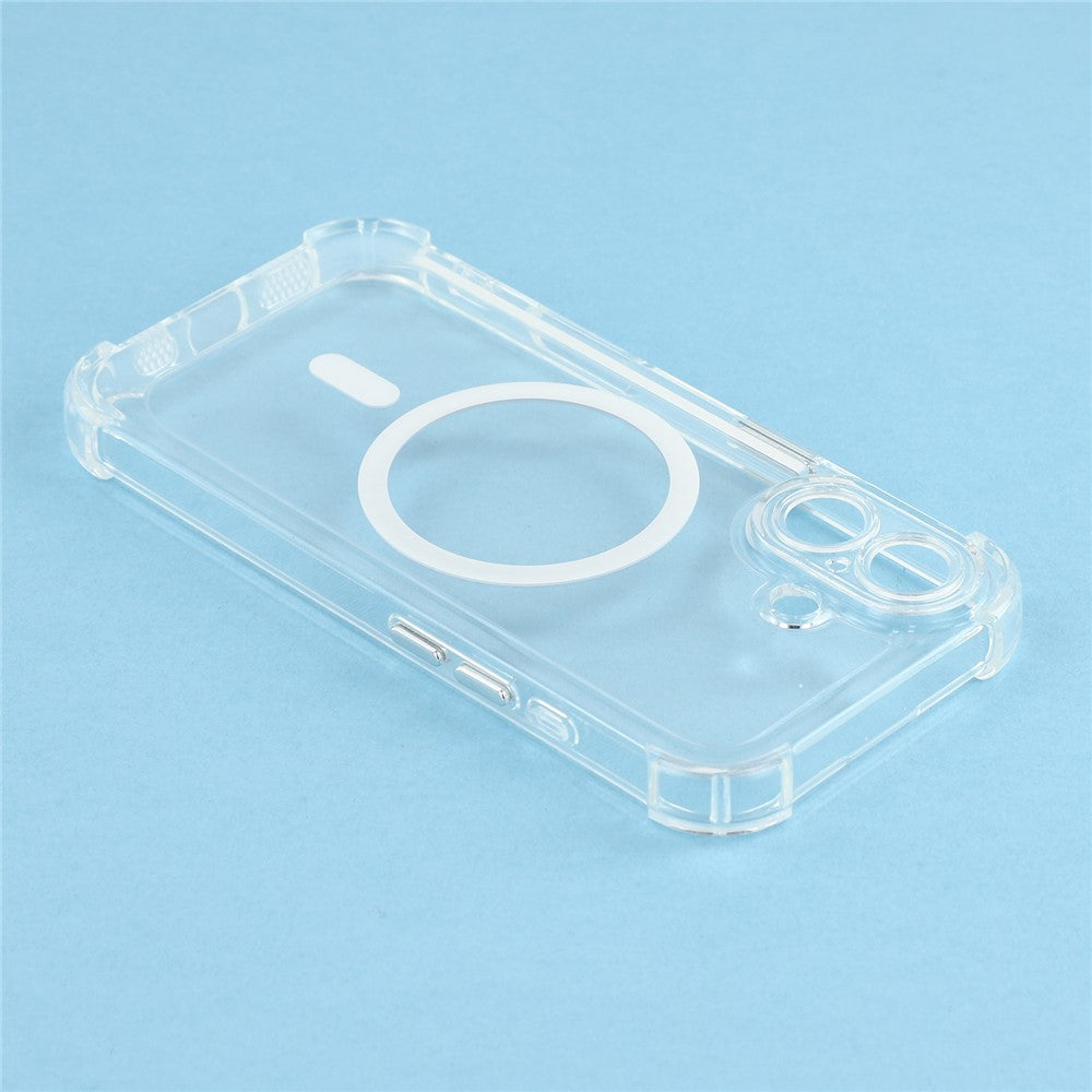 For iPhone 17 Magnetic Case Electroplated Buttons PC TPU Shockproof Clear Cover
