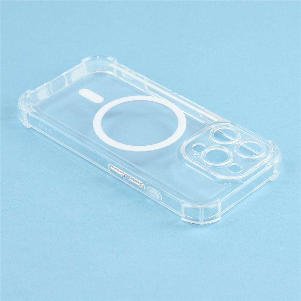 For iPhone 16 Pro Magnetic Case Electroplated Buttons PC TPU Shockproof Clear Cover