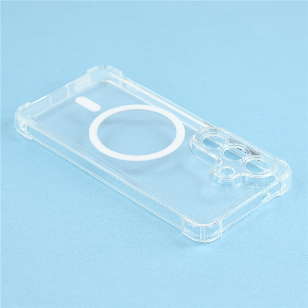 For Samsung Galaxy S26+ Magnetic Case Electroplated Buttons PC TPU Shockproof Clear Cover
