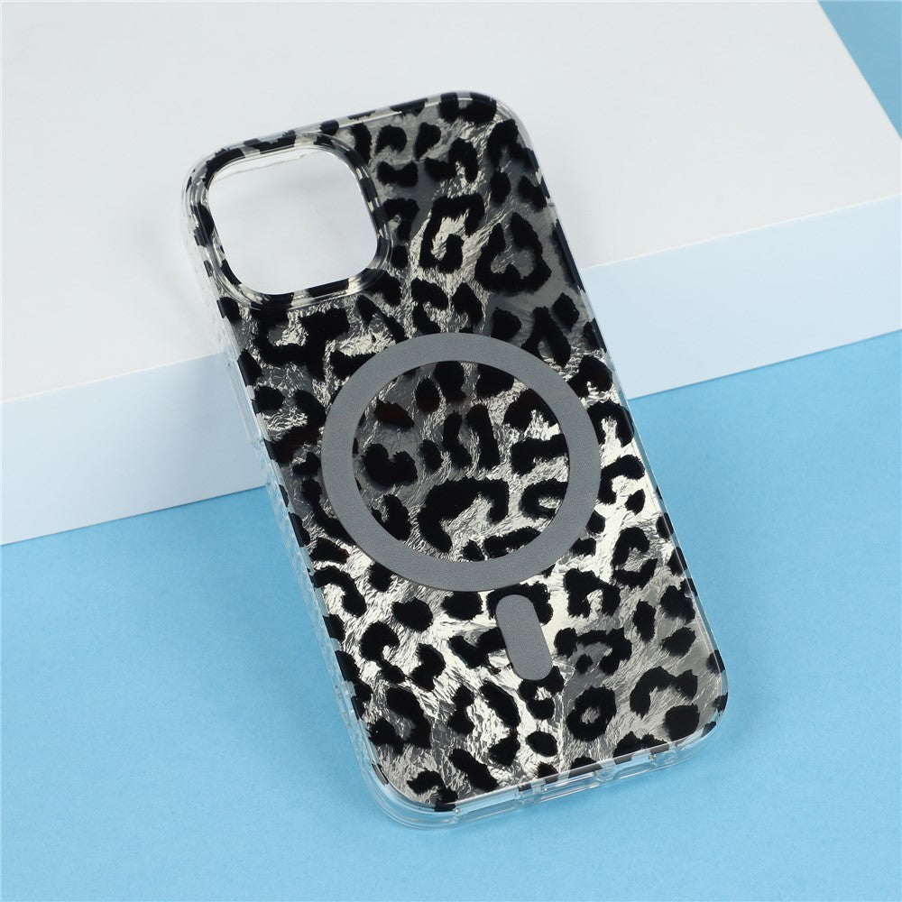 For iPhone 14 / 13 Case Compatible with MagSafe IMD Leopard Print TPU PC Phone Cover