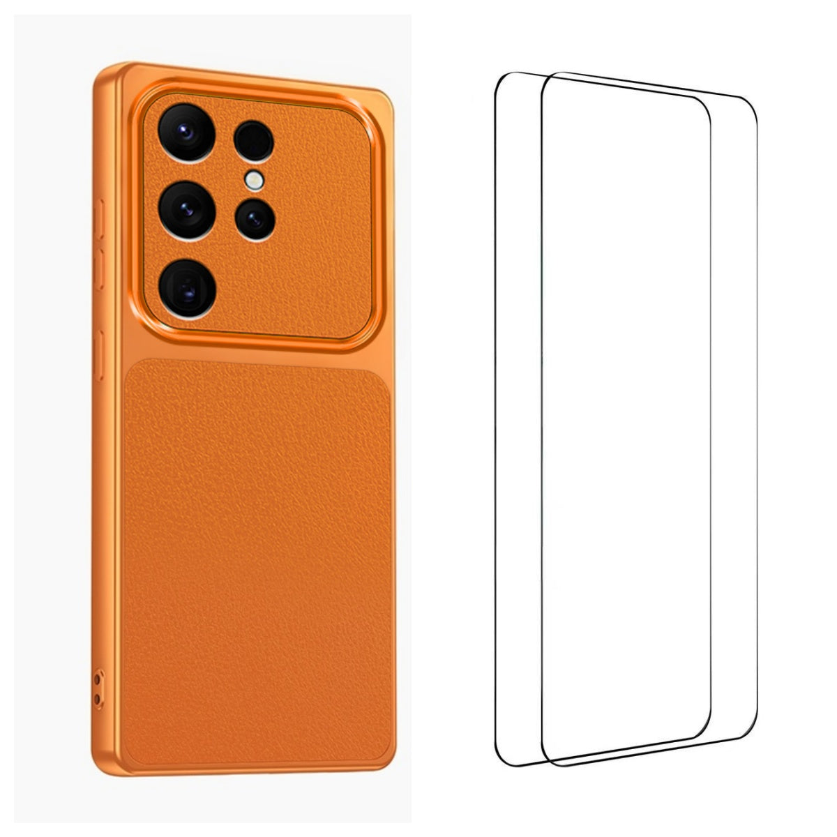 WANLONFENG for Samsung Galaxy S25 Ultra XYP Series Case Lambskin Texture PC TPU Precise Cutouts Phone Cover with 2Pcs Tempered Glass Film
