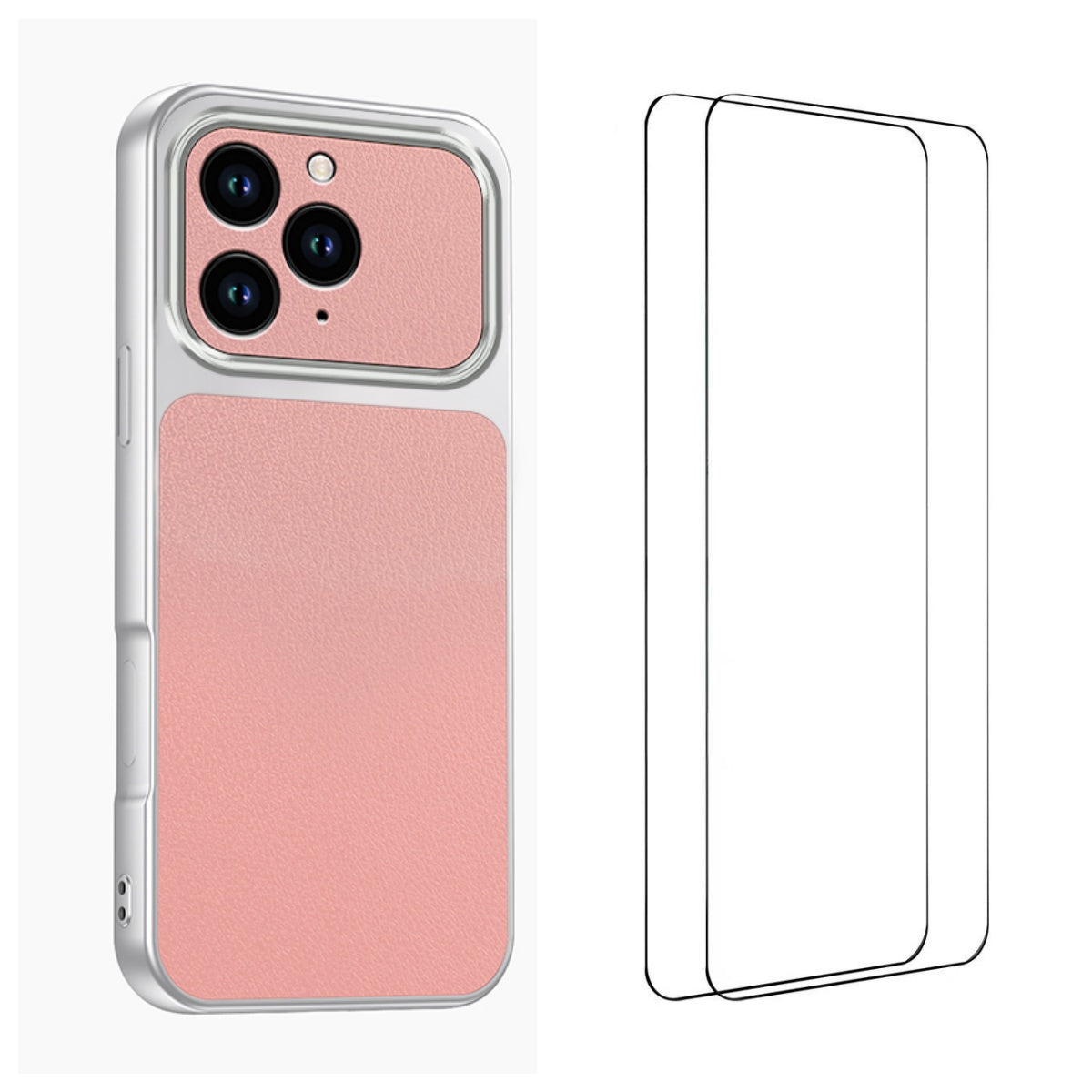 WANLONFENG for iPhone 15 Pro Max XYP Series Case Lambskin Texture PC TPU Precise Cutouts Phone Cover with 2Pcs Tempered Glass Film