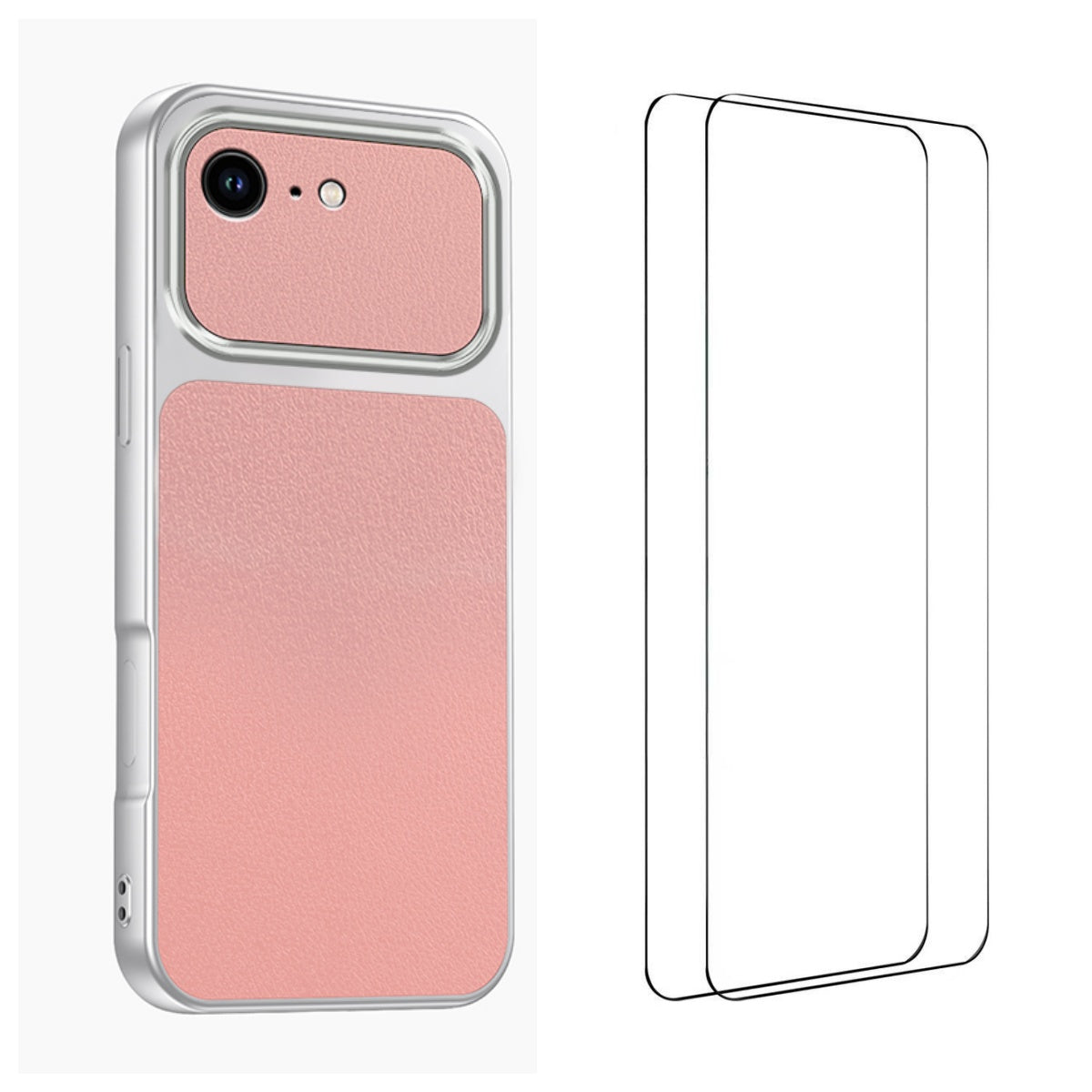 WANLONFENG for iPhone 16e / iPhone 17e XYP Series Case Lambskin Texture PC TPU Precise Cutouts Phone Cover with 2Pcs Tempered Glass Film