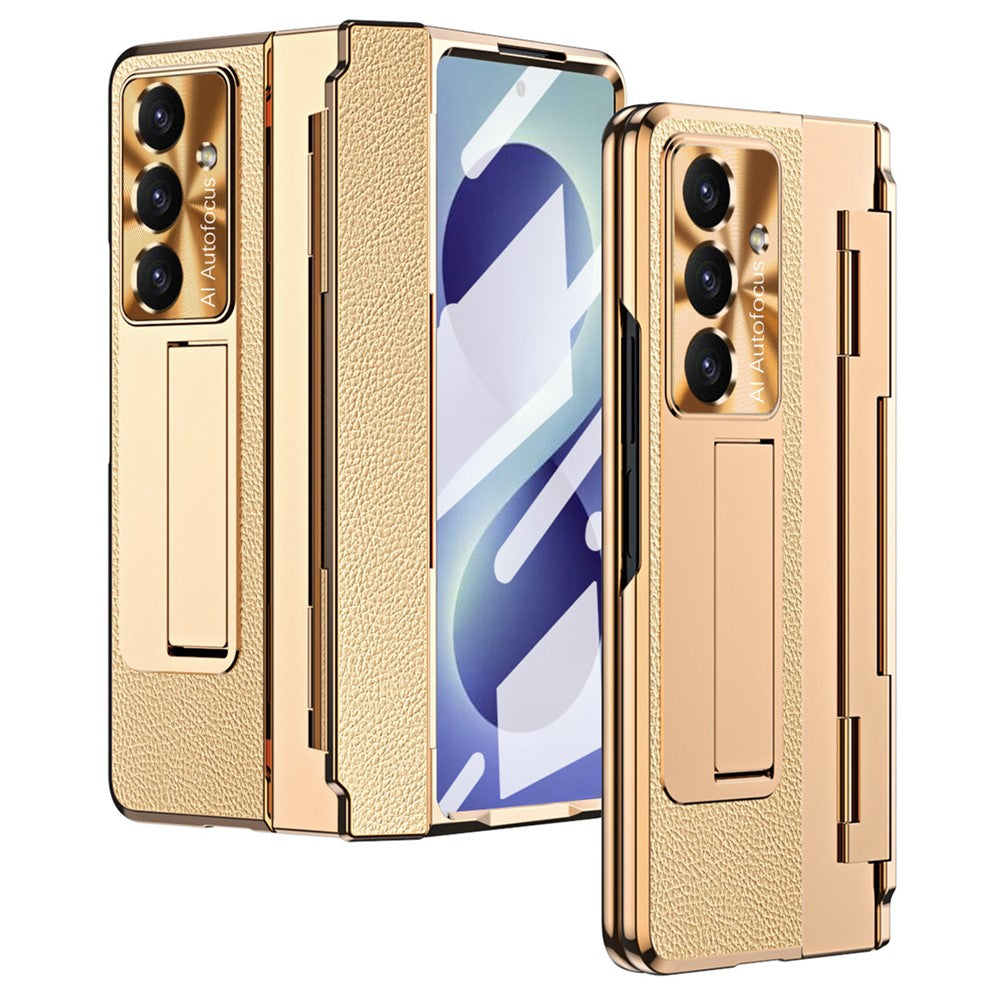 For Samsung Galaxy Z Fold8 Ultra Case Hinge Protection Leather + PC Shockproof Cover with Screen Protector