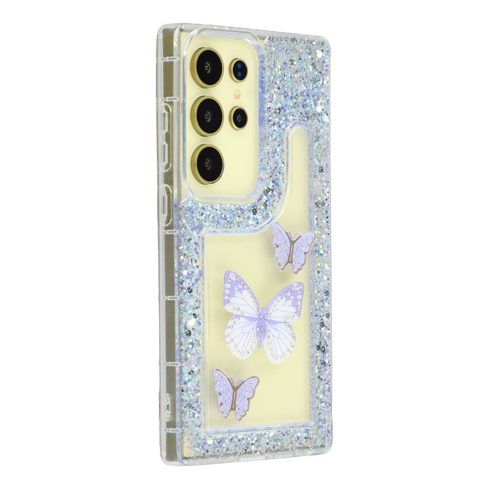 For Samsung Galaxy S25 Ultra Case DIY Butterfly Glitter Epoxy Soft TPU Phone Back Cover