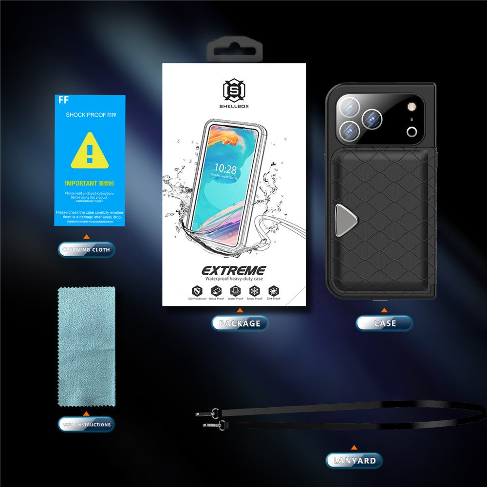 SHELLBOX for iPhone 17 Pro Max Waterproof Case IP68 2m Shockproof Phone Cover with Strap