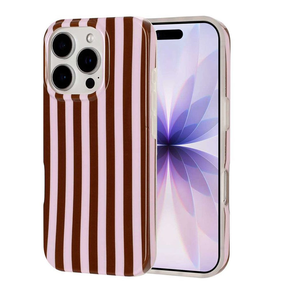 For iPhone 16 Pro Max Case IMD Stripe TPU Full Coverage Shockproof Phone Protective Cover