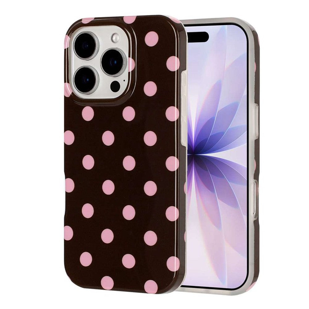 For iPhone 16 Pro Max Case Retro Polka Dot IMD TPU Full Coverage Phone Protective Cover