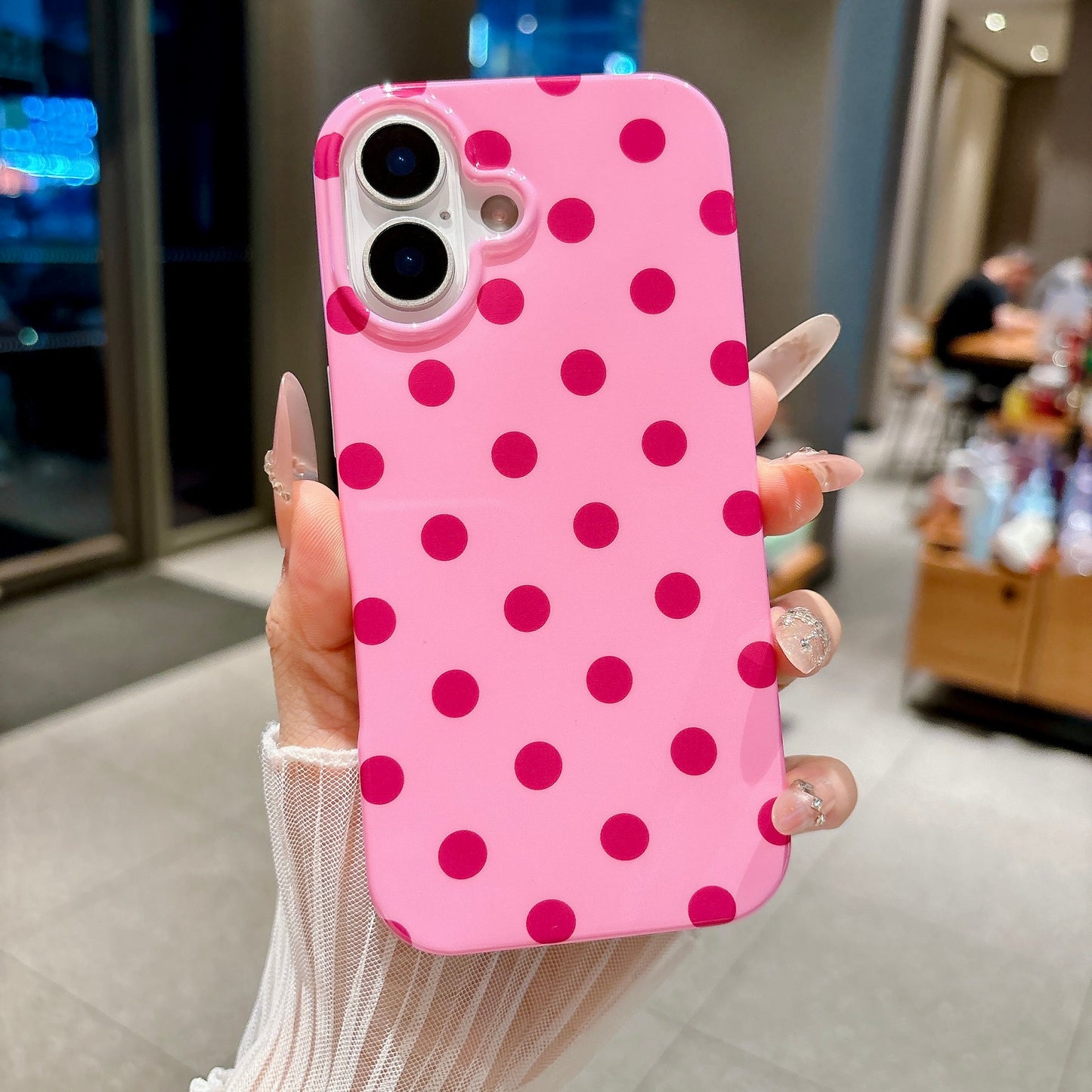 For iPhone 17 Case Retro Polka Dot IMD TPU Full Coverage Phone Protective Cover