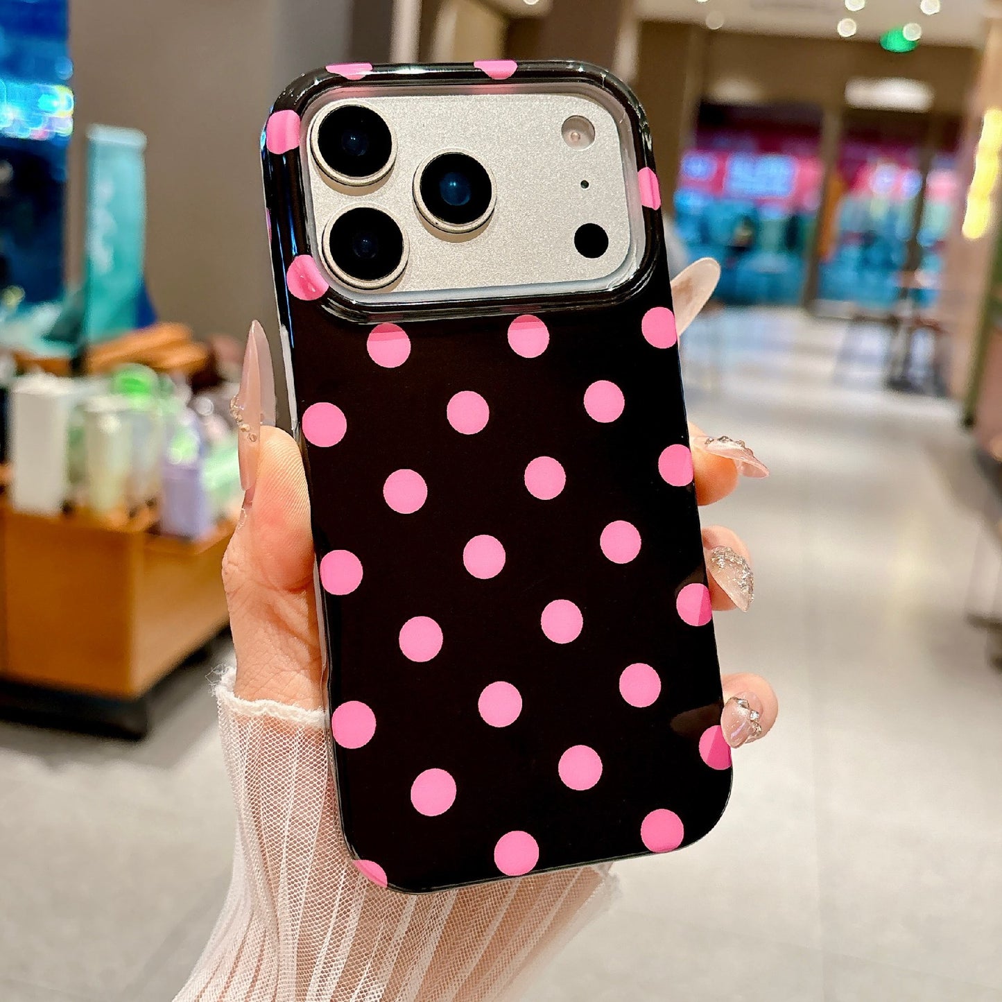 For iPhone 17 Pro Max Case Retro Polka Dot IMD TPU Full Coverage Phone Protective Cover