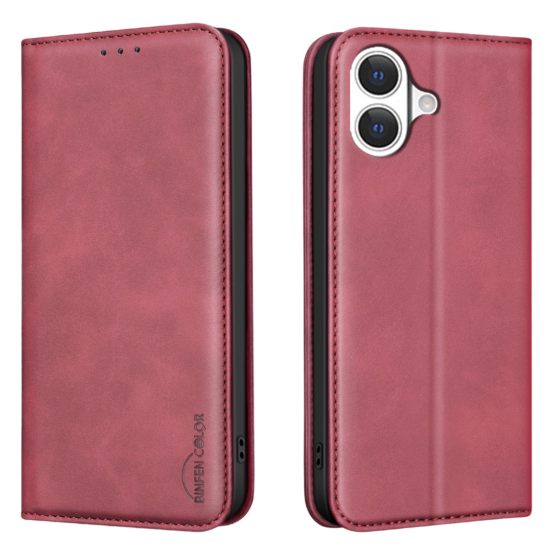 BINFEN COLOR for iPhone 17 RFID Blocking Calf Texture PU Leather Phone Cover