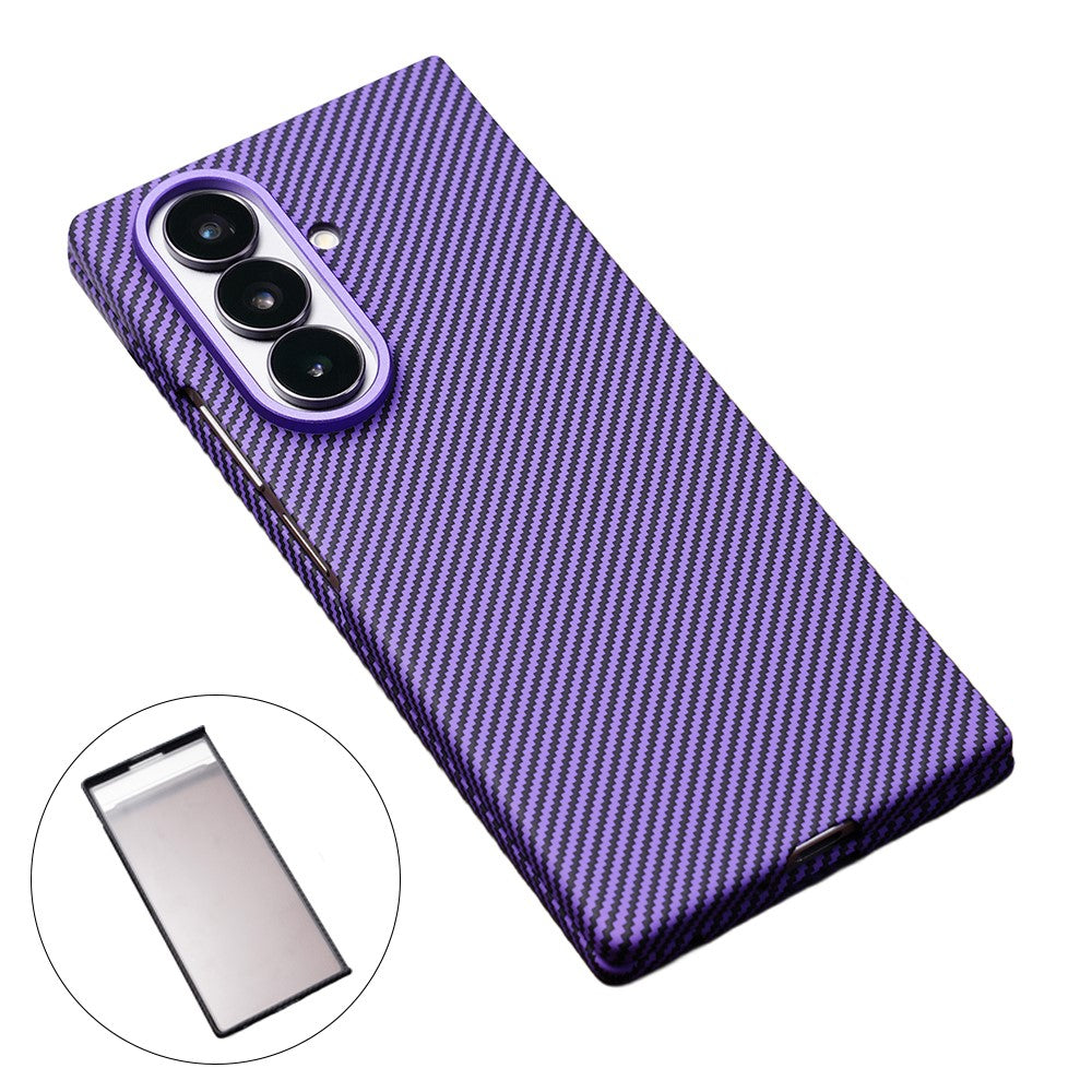 For Samsung Galaxy Z Fold8 Ultra Magnetic Case Carbon Fiber Texture PC Phone Cover with Tempered Glass Film