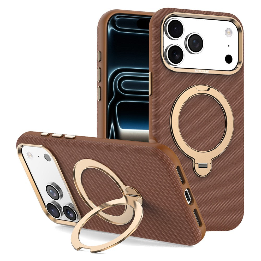 For iPhone 17 Pro Max Magnetic Case Rotating Kickstand PU Leather + PC + TPU Shockproof Back Cover