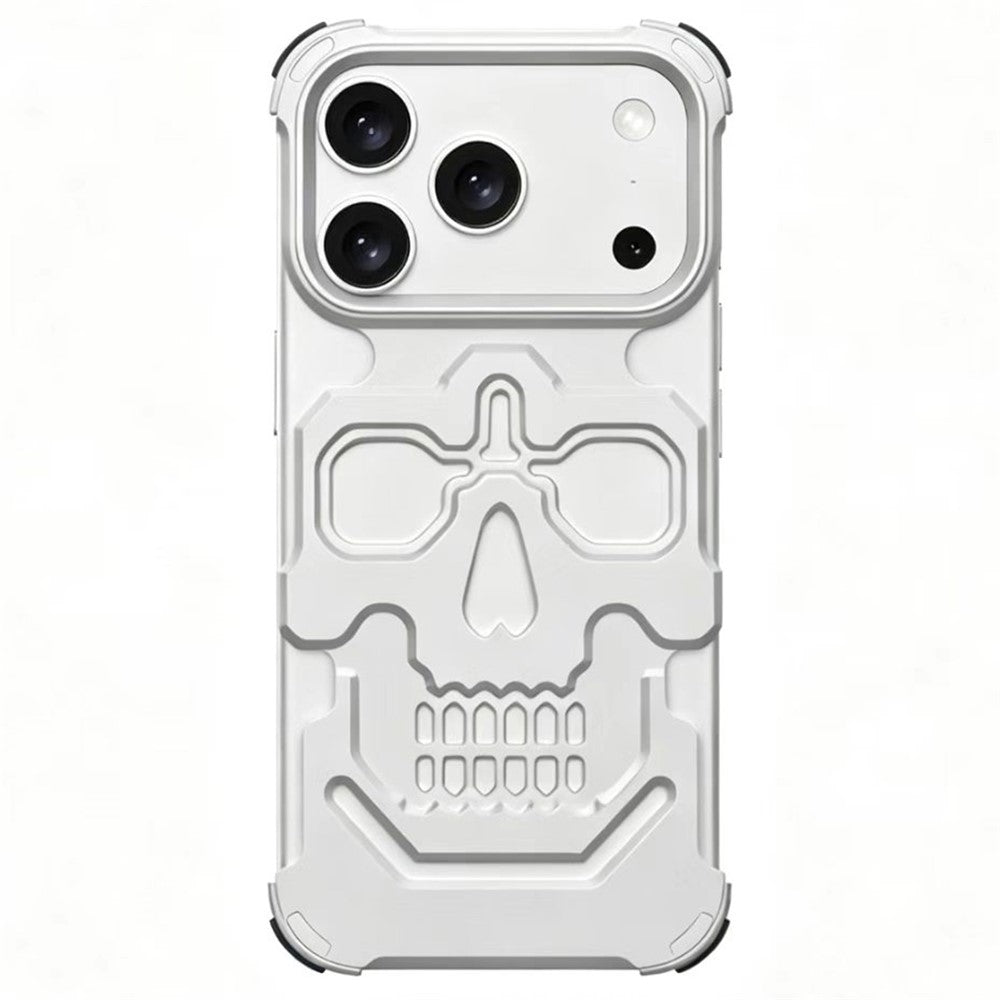 For iPhone 17 Pro Case Skull Armor Design Drop Protection Aluminum Alloy Hard Shell Cover