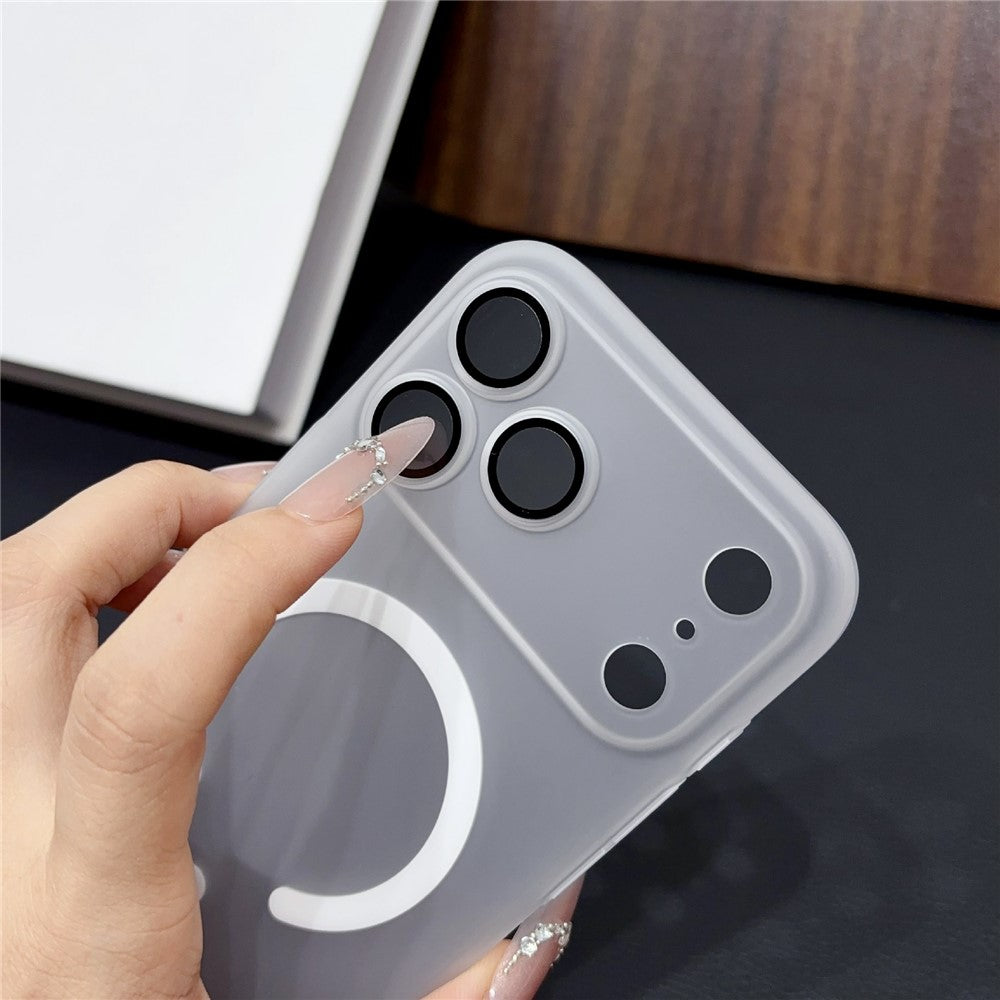 For iPhone 17 Pro Max Magnetic Case with Camera Lens Protector Matte PC Shockproof Phone Cover + Tempered Glass Screen Protector
