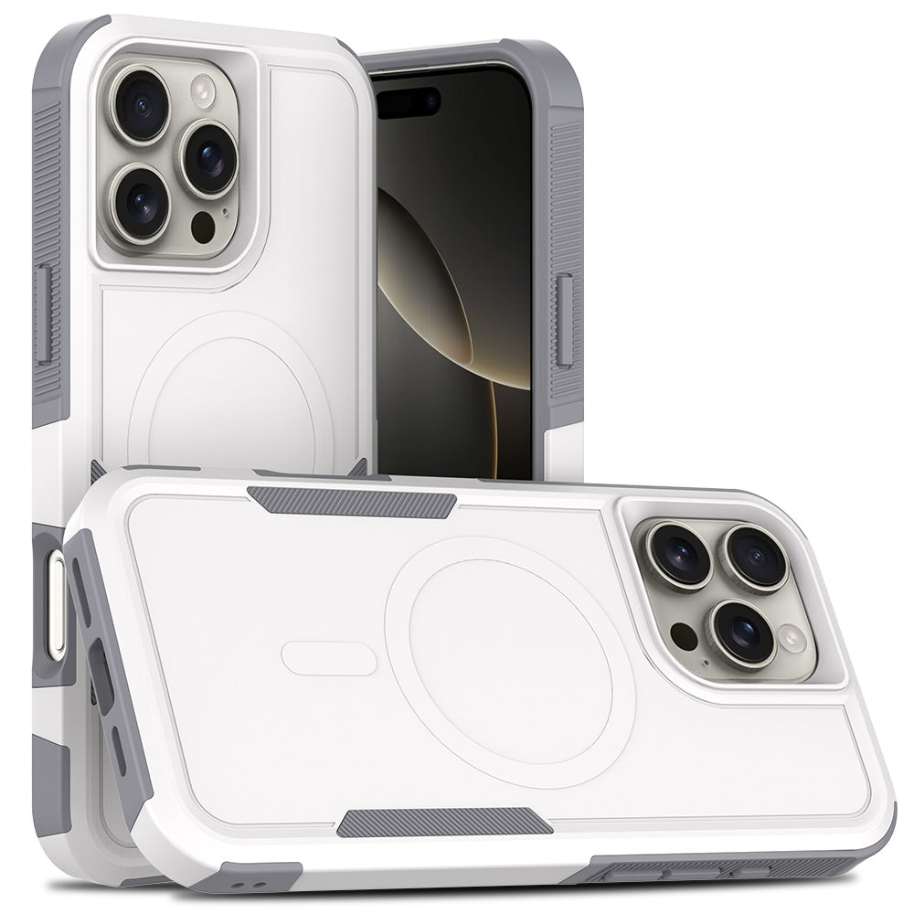 For iPhone 16 Pro Magnetic Case Dual Layer PC TPU Shockproof Phone Cover