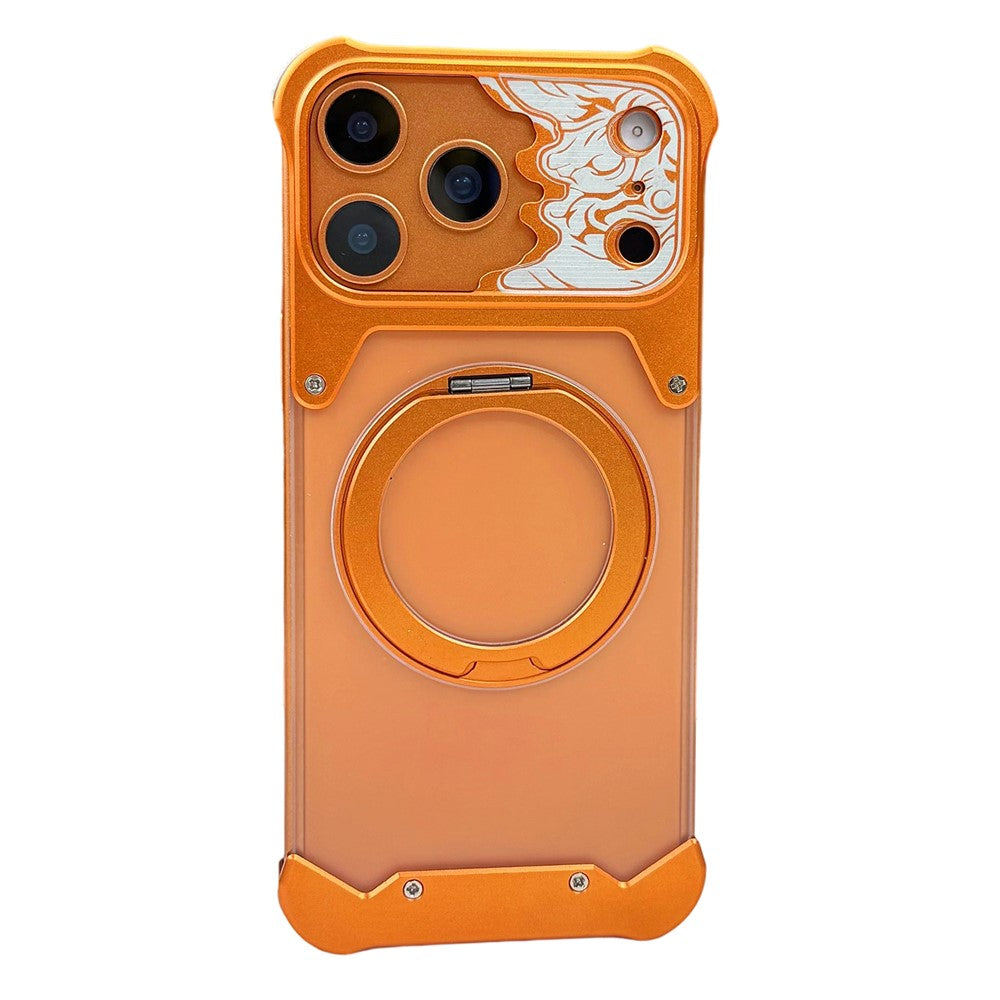 For iPhone 17 Pro Max Frameless Case Magnetic Kickstand Horse Pattern Translucent Matte PC Phone Cover