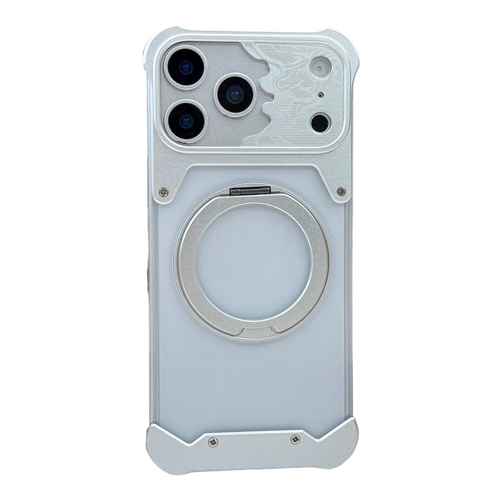 For iPhone 17 Pro Max Frameless Case Magnetic Kickstand Horse Pattern Translucent Matte PC Phone Cover