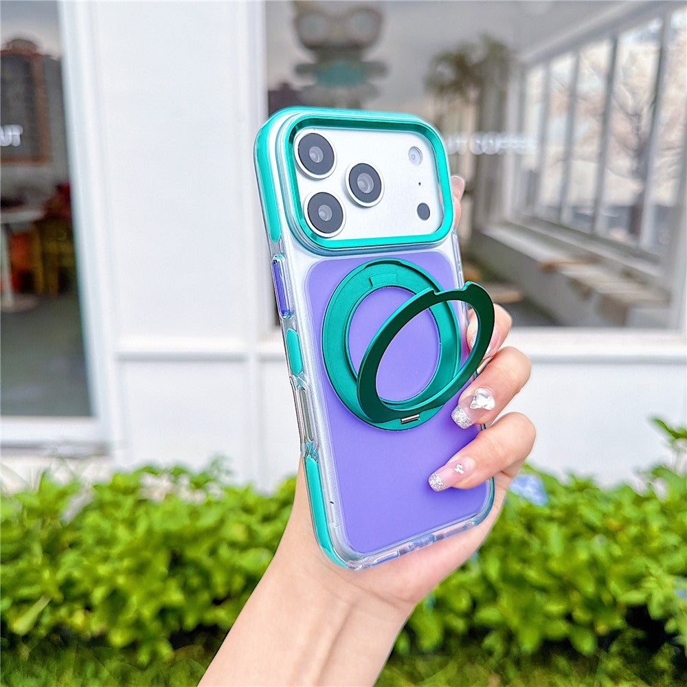 For iPhone 18 Pro Max / 17 Pro Max Case Rotating Kickstand TPU + Acrylic Color Contrast Design Phone Cover