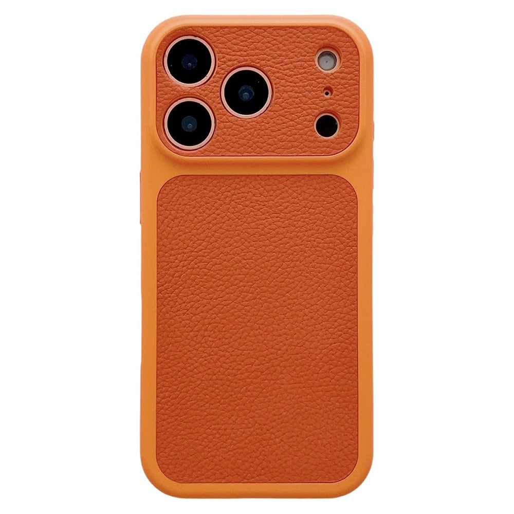 For iPhone 17 Pro Max Case Lychee Texture Genuine Cow Leather Coated TPU + PC Phone Cover
