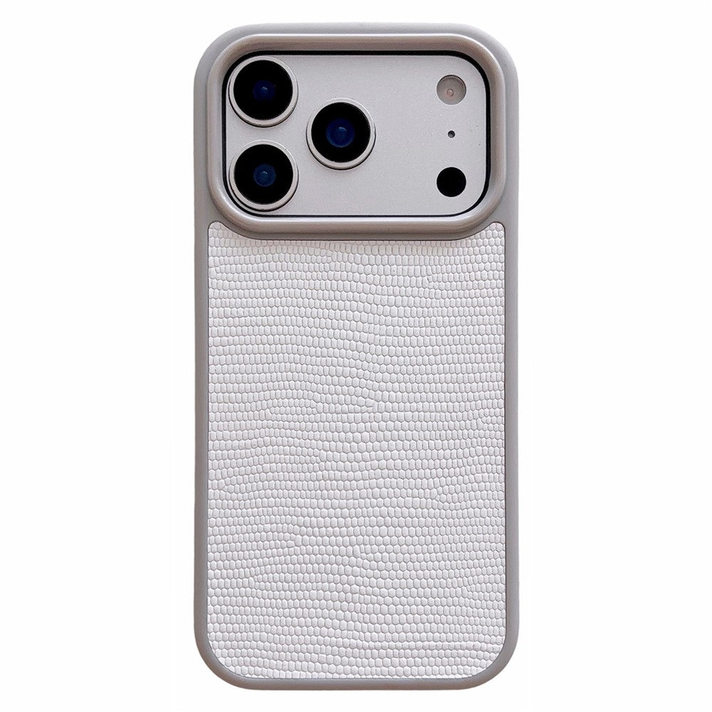 For iPhone 17 Pro Max Case Textured Genuine Cow Leather + PC + TPU Protective Cover