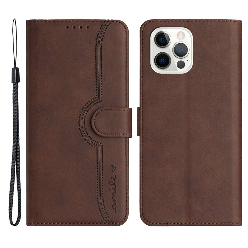 YX003 For iPhone 14 Pro Max Imprinted Smile Pattern Phone Case PU Leather Wallet Stand Cover