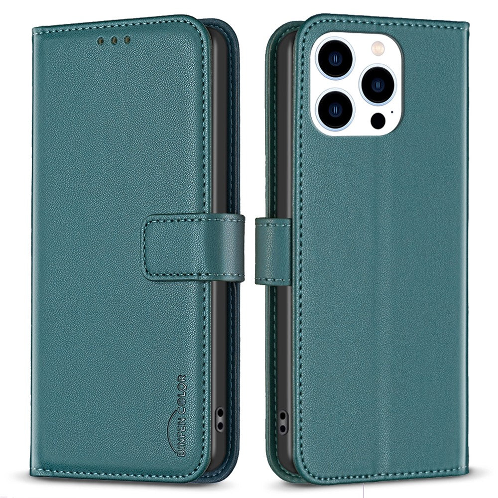 BINFEN COLOR BF17 For iPhone 14 Pro Max PU Leather Flip Wallet Case Folding Stand Phone Cover