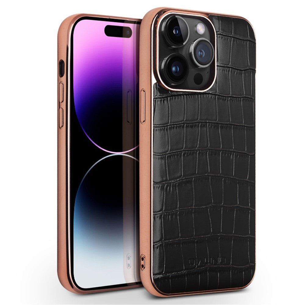 QIALINO Shockproof Phone Case for iPhone 14 Pro Max Anti-Drop Genuine Cow Leather TPU Cover Compatible with MagSafe Charger