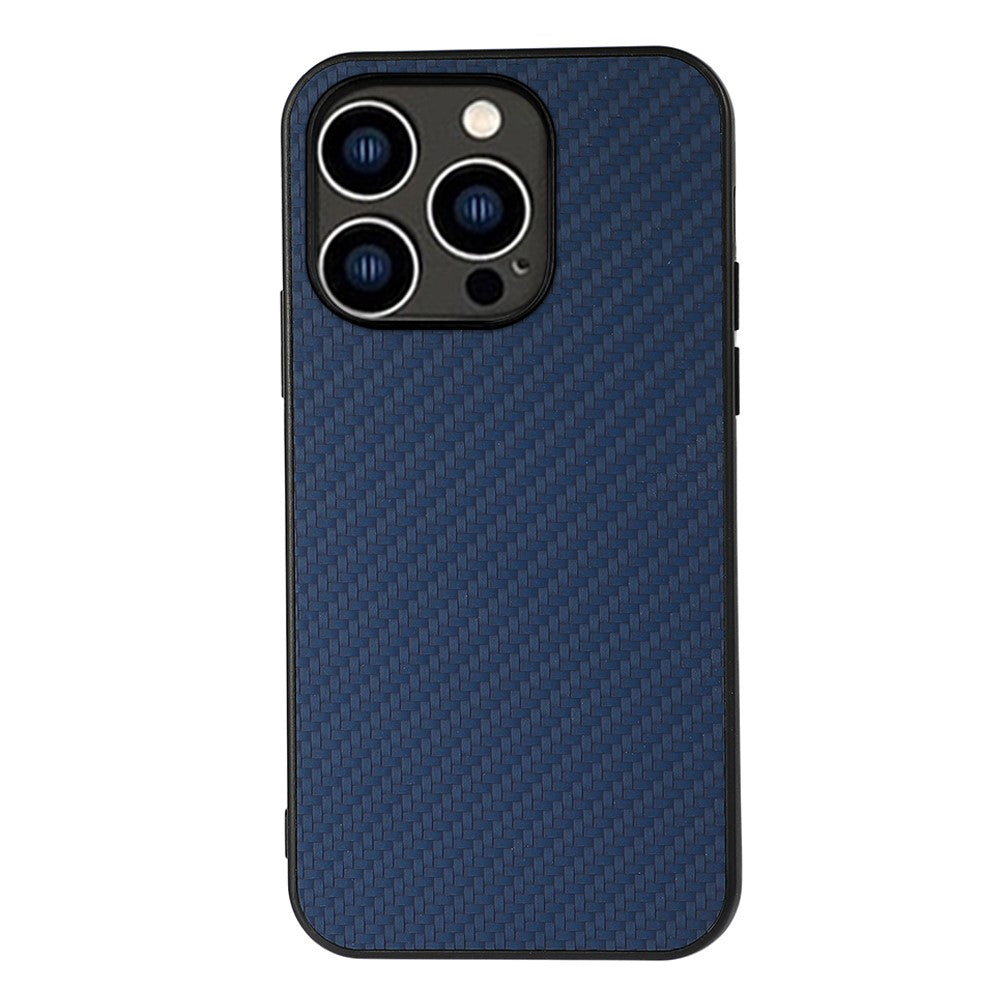 For iPhone 15 Pro Phone Cover Carbon Fiber Texture PU Leather Coated TPU Case