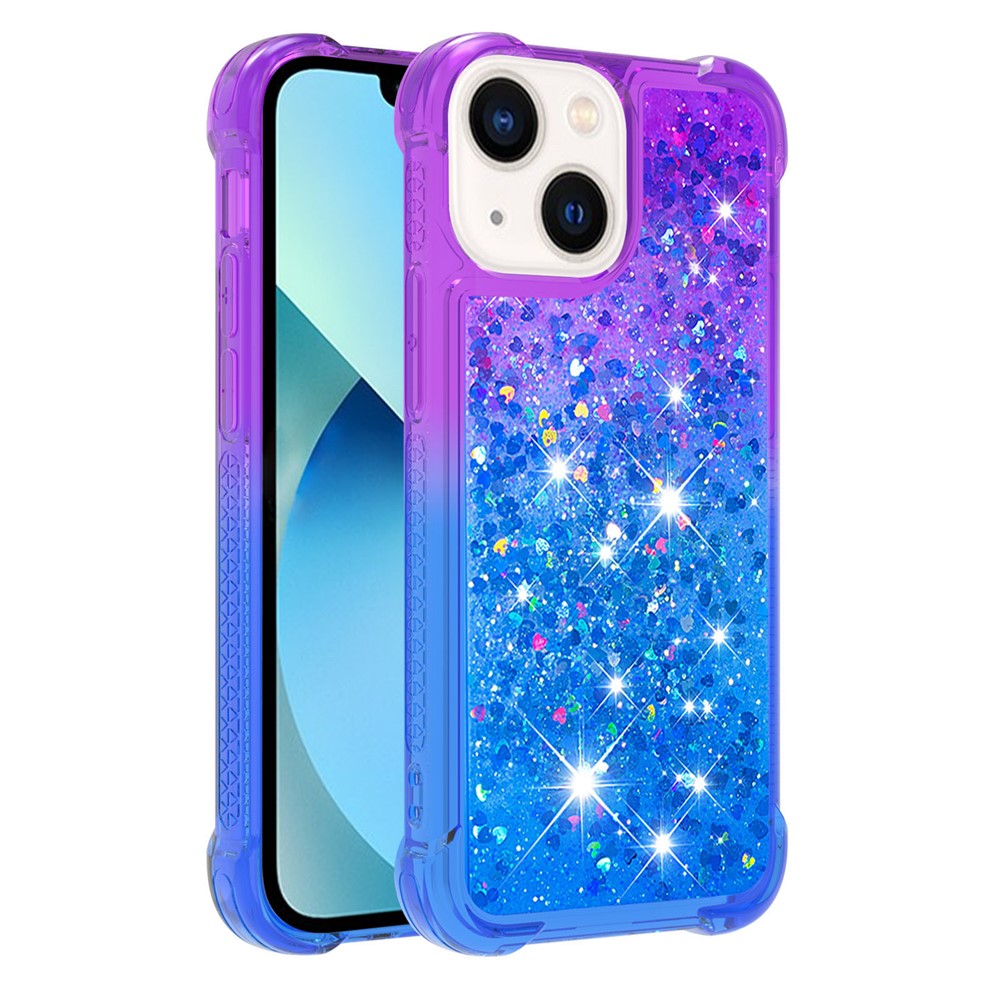 For iPhone 15 TPU Case Gradient Quicksand Phone Back Cover